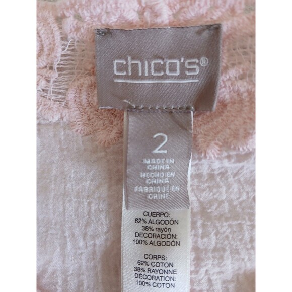 Chico’s Women's 2 Large Ombre Lace Trim Boho Tunic Top 3/4 Sleeve - Picture 14 of 15